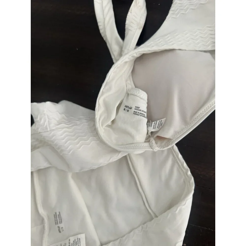 Aerie American Eagle White Bikini Large Bottoms And Medium Top - Picture 4 of 4